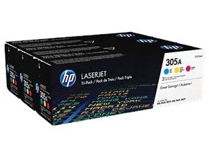 Toner HP 305A azurový, purpurový, žlutý 3 ks