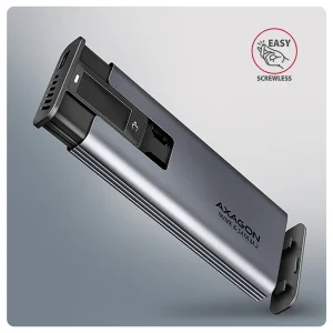 AXAGON EEM2-SD2 USB-C 10Gbps - M.2 NVMe & SATA SSD kovový DISPLAY box, bezšroubkový - obrázek 7