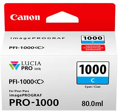 Inkoustová náplň Canon PFI-1000 azurová 80 ml