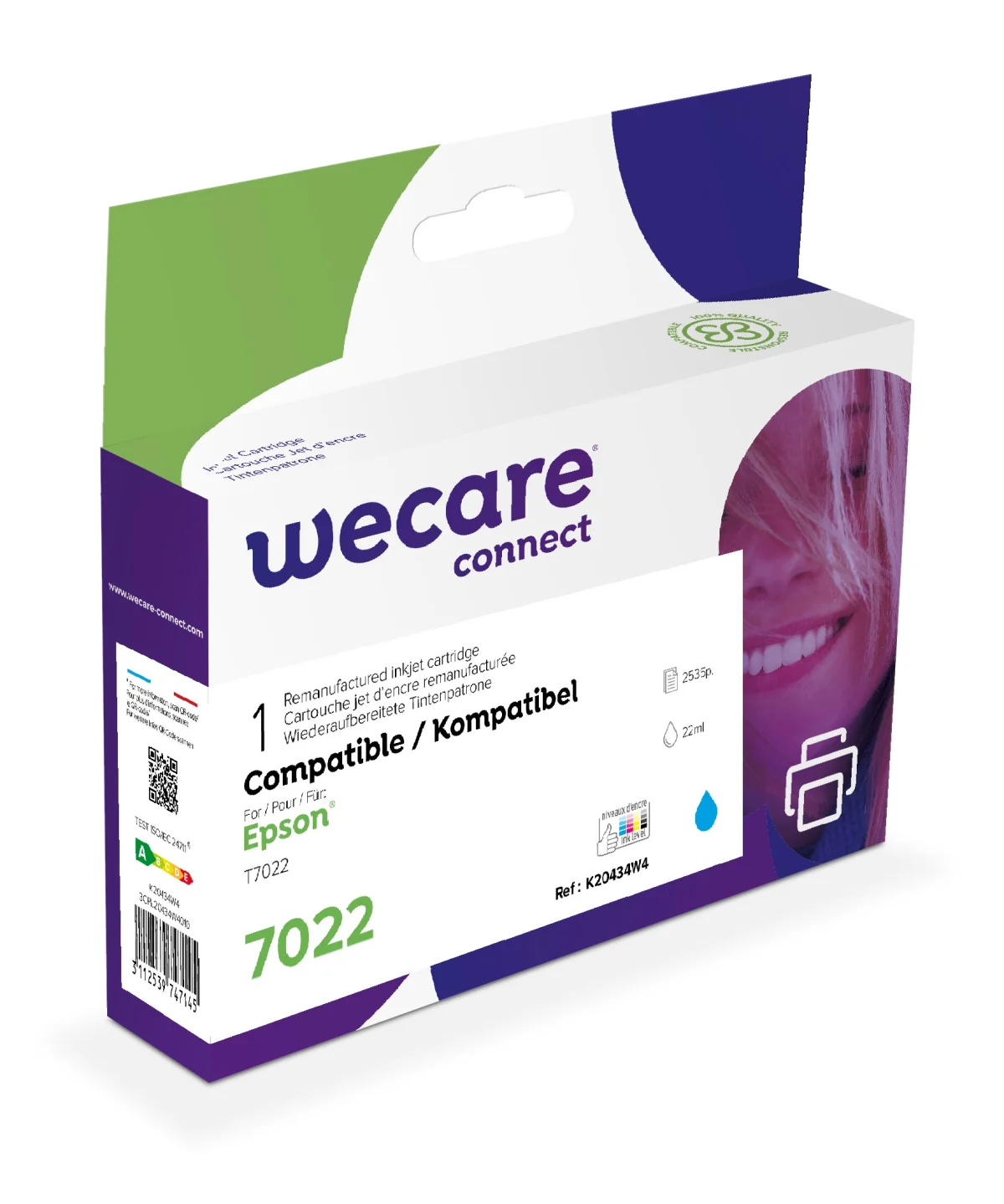 Inkoustová náplň EPSON C13T70224010 azurová 22 ml ARMOR WeCare