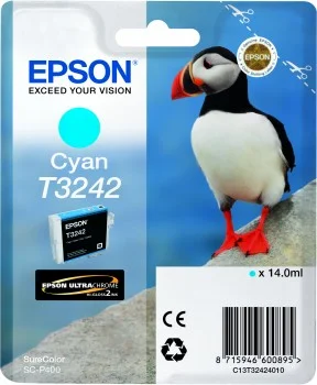 Inkoustová náplň EPSON T3242 azurová 14 ml