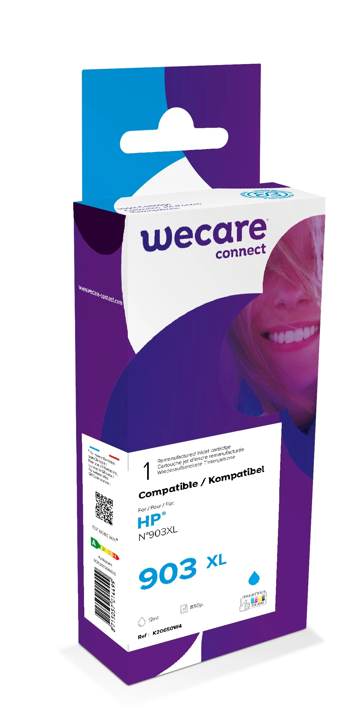 Inkoustová náplň HP T6M03AE azurová 12 ml ARMOR
