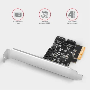 AXAGON PCES-SA4X4, PCIe řadič - 4x interní SATA 6G port, ASM1164, SP & LP - obrázek 2