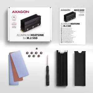AXAGON CLR-M2XL, hliníkový pasivní chladič pro jedno i oboustranný M.2 SSD disk, výška 36 mm - obrázek 5