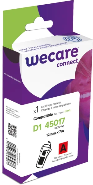 WECARE ARMOR páska kompatibilní s DYMO S0720570,Black/Red,12MM*7M