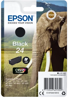 Inkoustová náplň Epson 24 T2421 Claria Photo HD černá 5,1 ml