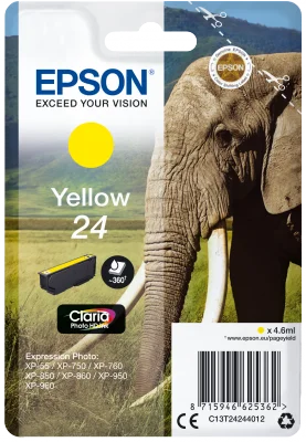 Epson Singlepack Yellow 24 Claria Photo HD Ink