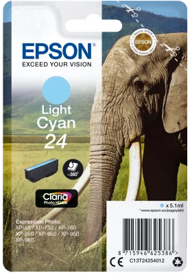 Inkoustová náplň Epson 24 T2425 Claria Photo HD světle azurová 5,1 ml