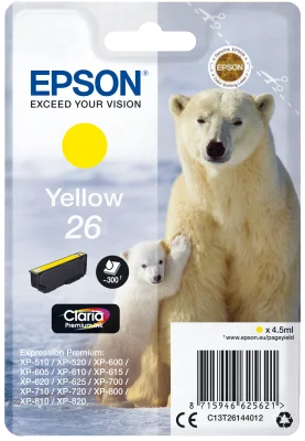 Inkoustová náplň Epson 26 T2614 Claria Premium žlutá 4,5 ml