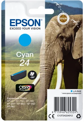 Inkoustová náplň Epson 24 T2422 Claria Photo HD azurová 4,6 ml
