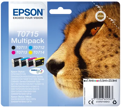 Inkoustová náplň Epson T0715 DURABrite Ultra 4 barvy