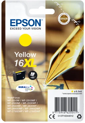 Inkoustová náplň Epson 16XL T1634 žlutá 6,5 ml DURABrite Ultra