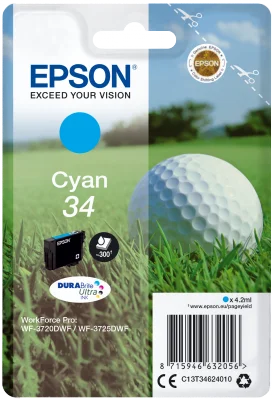 Inkoustová náplň Epson 34 T3462 azurová 4 ml DURABrite Ultra