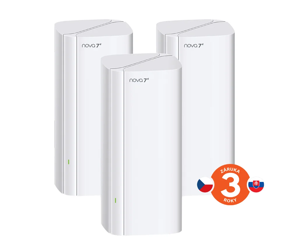 Tenda Nova EE3 Pro (3-pack) WiFi7 BE3600 Mesh Gigabit system, 9x GLAN/GWAN, WPA3, VPN, CZ app
