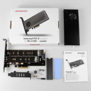 AXAGON PCEM2-DC, PCIe x4 - M.2 NVMe M-key + SATA B-key slot adaptér, chladič, vč. LP - obrázek 11