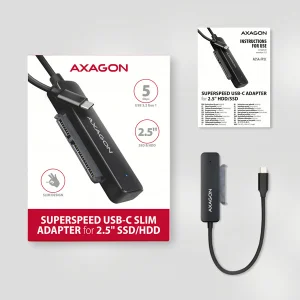 AXAGON ADSA-FP2C, USB-C 5Gbps - SATA 6G 2.5" SSD/HDD SLIM adaptér - obrázek 3