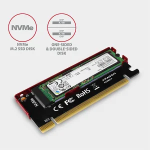 AXAGON PCEM2-S, PCIe x16 - M.2 NVMe M-key slot adaptér, kovový kryt pro pasivní chlazení - obrázek 6