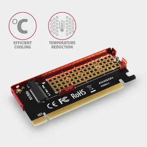 AXAGON PCEM2-S, PCIe x16 - M.2 NVMe M-key slot adaptér, kovový kryt pro pasivní chlazení - obrázek 7