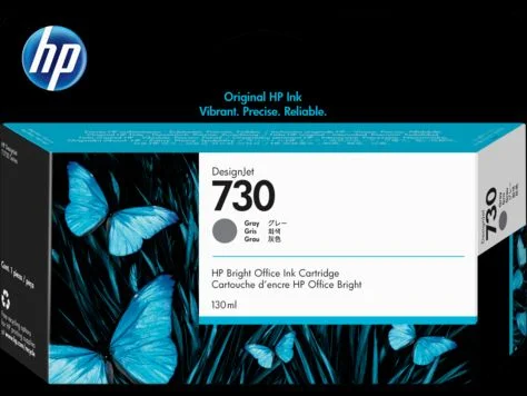 Inkoustová náplň HP 730 šedá 130 ml