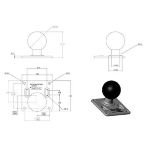 RAM základna čtvercová VESA 75x75mm s kulovým kloubem 2,25" - obrázek 2