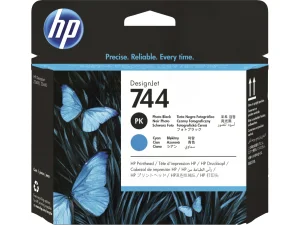 Inkoustová náplň HP 744 tisková hlava černá a azurová