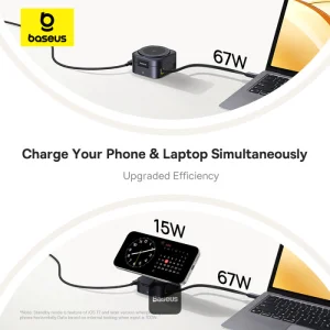 Baseus Magnetický bezdrátový nabíjecí stojánek PicoGo Series 2v1 Qi2 67W černý - obrázek 5