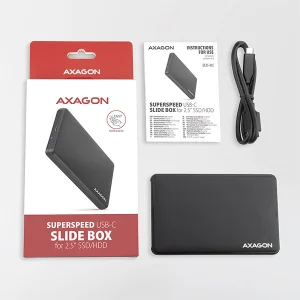 AXAGON EE25-SLC, USB-C 3.2 Gen 1 - SATA 6G 2.5" SLIDE box, bezšroubkový, černý - obrázek 4