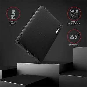 AXAGON EE25-SLC, USB-C 3.2 Gen 1 - SATA 6G 2.5" SLIDE box, bezšroubkový, černý - obrázek 8