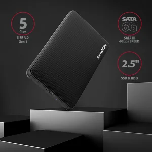 AXAGON EE25-SL, USB 3.2 Gen 1 - SATA 6G, 2.5" SLIDE box, bezšroubkový, černý - obrázek 2