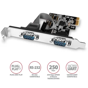 AXAGON PCEA-S2N, PCIe řadič - 2x sériový port (RS232) 250 kbps, vč. LP - obrázek 5