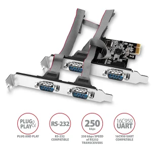 AXAGON PCEA-S4N, PCIe řadič - 4x sériový port (RS232) 250 kbps, vč. LP - obrázek 5