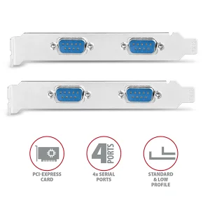 AXAGON PCEA-S4N, PCIe řadič - 4x sériový port (RS232) 250 kbps, vč. LP - obrázek 6