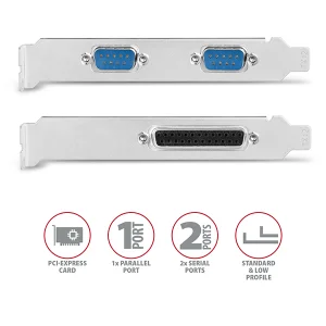 AXAGON PCEA-PSN, PCIe řadič - 1x paralelní (LPT) + 2x sériový port (RS232) 250 kbps, vč. LP - obrázek 4