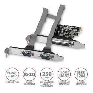 AXAGON PCEA-PSN, PCIe řadič - 1x paralelní (LPT) + 2x sériový port (RS232) 250 kbps, vč. LP - obrázek 5