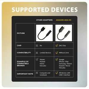 AXAGON ADA-HC, USB-C na 3.5mm jack - Hi-Res DAC audio adaptér, 384kHz/32bit, stereo - obrázek 4