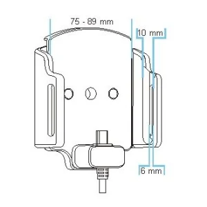 Brodit držák do auta nastavitelný s USB-C a nabíjením z cig. zapalovače/USB š.75-89 mm, tl. 6-10 - obrázek 3