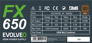 EVOLVEO FX 650,zdroj650W ATX,14cm,80+,Bronze,3YRW - obrázek 2