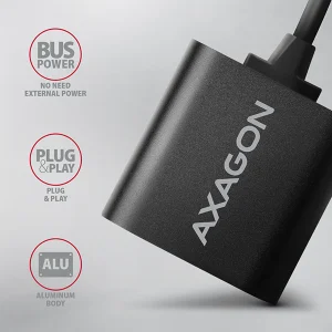 AXAGON ADA-12, USB 2.0 - externí zvuková karta, 48kHz/16-bit stereo, kovová, kabel USB-A 15 cm - obrázek 4