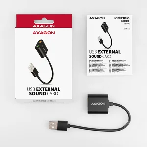 AXAGON ADA-12, USB 2.0 - externí zvuková karta, 48kHz/16-bit stereo, kovová, kabel USB-A 15 cm - obrázek 5