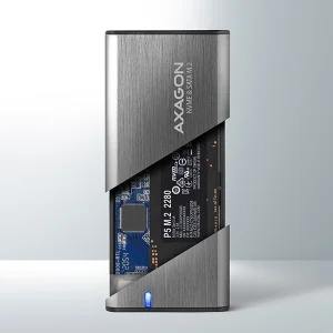 AXAGON EEM2-SG2, USB-C 3.2 Gen 2 - M.2 NVMe & SATA SSD kovový RAW box, bezšroubkový, stříbrný - obrázek 8