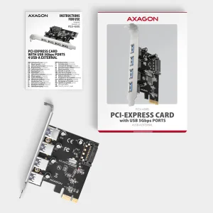 AXAGON PCEU-430RS, PCIe řadič, 4x USB 5Gbps port, SATA napájení, Renesas PD720201, SP - obrázek 3