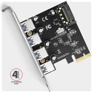 AXAGON PCEU-430RS, PCIe řadič, 4x USB 5Gbps port, SATA napájení, Renesas PD720201, SP - obrázek 5