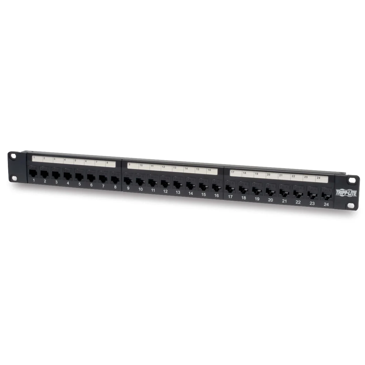 Patch panel průchozí pro montáž do racku 1U, 24x Cat6/Cat5, RJ45 Ethernet