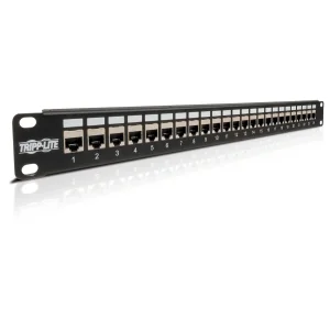 Patch panel průchozí STP stíněný pro montáž do racku 1U, 24x Cat6/Cat5, RJ45 Ethernet