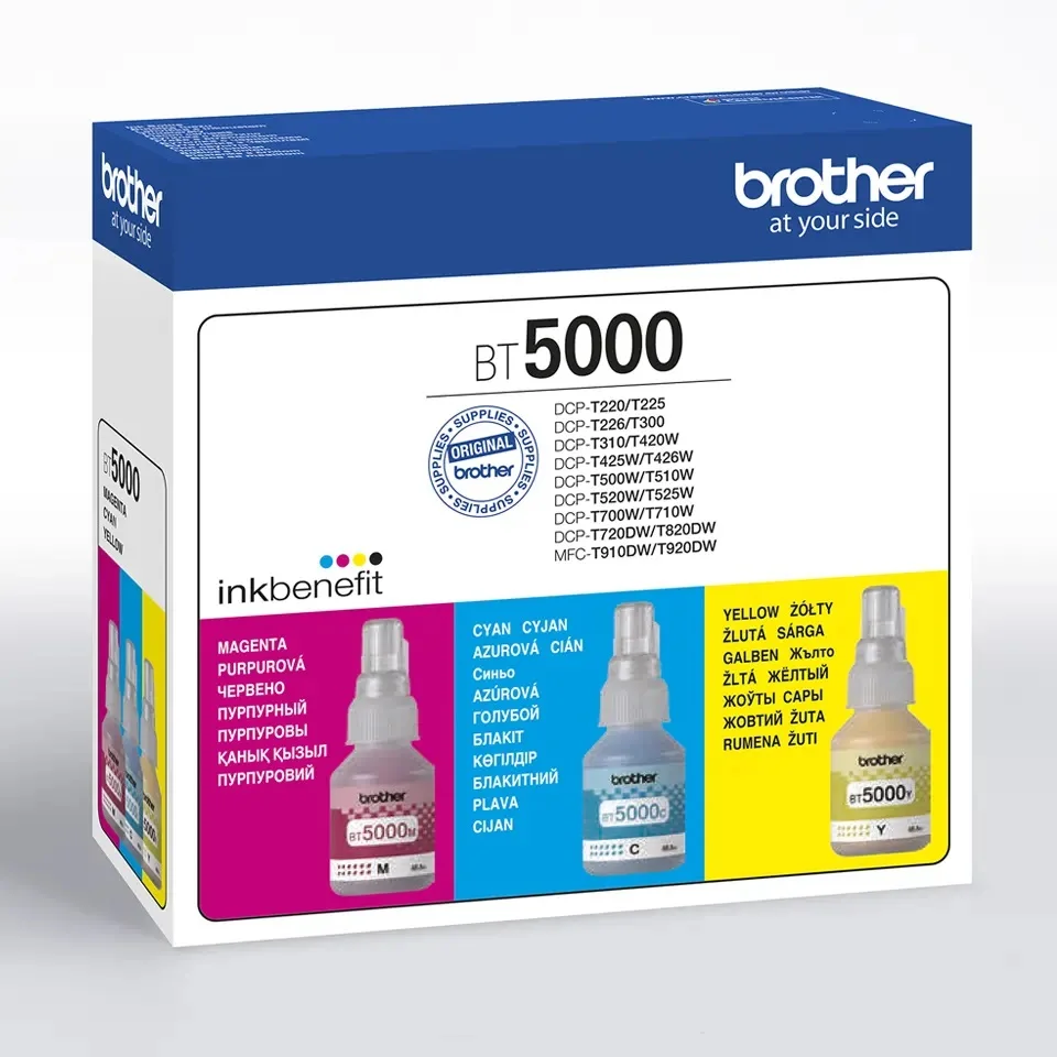 Inkoustová náplň Brother BT-5000C azurová/purpurová/žlutá