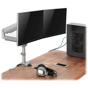 Držák pro montáž monitoru na stůl, pro 2x 13?34, Flex Arm, USB, Audio konektory - obrázek 3