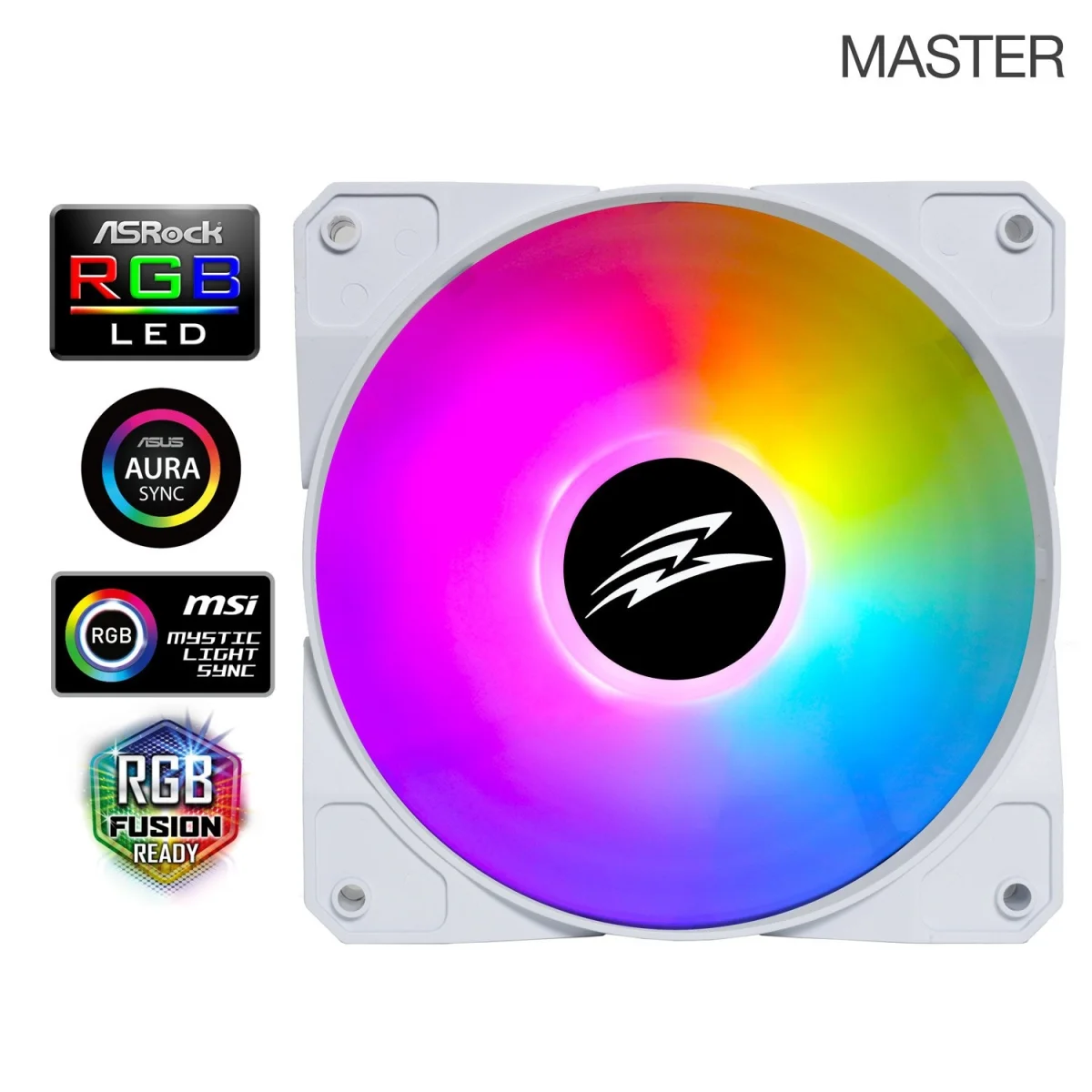 EVOLVEO 12FSW, ventilátor, 120mm, 4pin molex, ARGB, slave, bílý