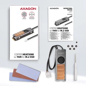 AXAGON CLR-M2FAN, měděný chladič s ventilátorem pro jedno i oboustranný M.2 SSD disk, výška 13 mm - obrázek 8
