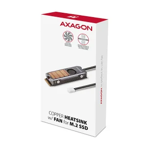 AXAGON CLR-M2FAN, měděný chladič s ventilátorem pro jedno i oboustranný M.2 SSD disk, výška 13 mm - obrázek 7