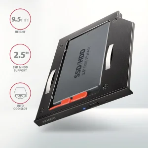 AXAGON RSS-CD09 rámeček pro 2.5" SSD/HDD do DVD slotu, 9.5 mm, LED, hliník - obrázek 9